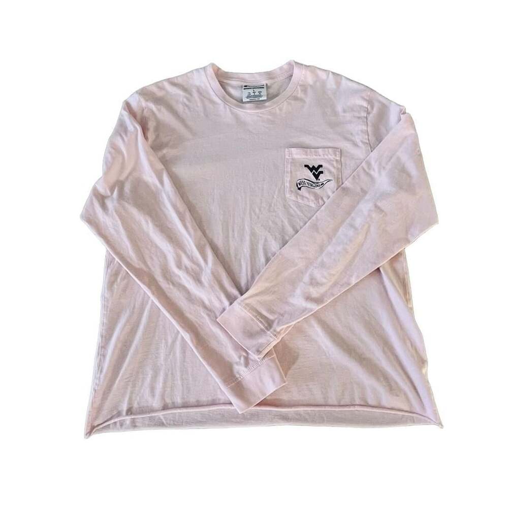 Champion West Virginia Mountaineers Long Sleeve Pocket T-Shirt Pink Size L